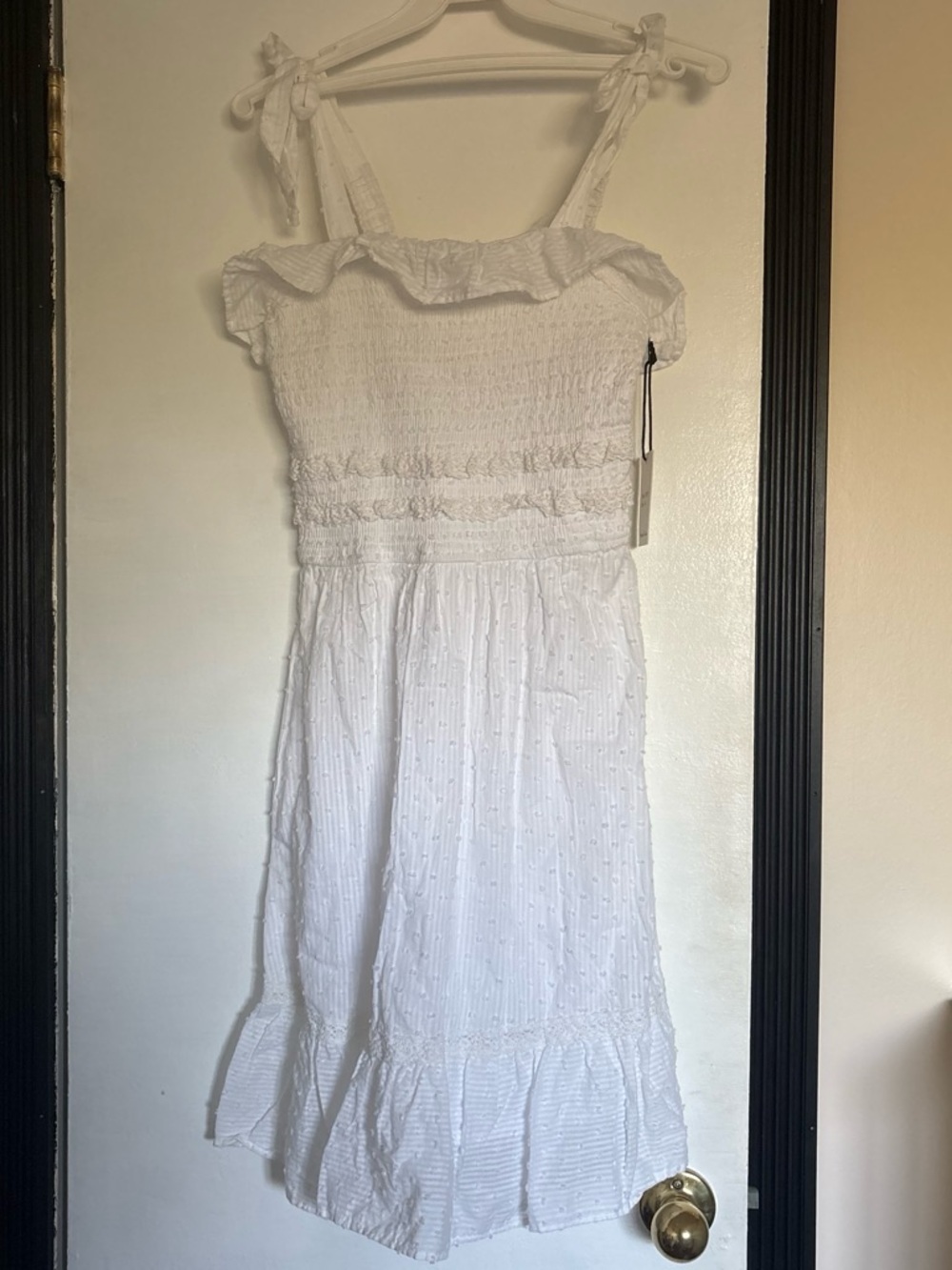 White Smocked 100% Cotton Dress